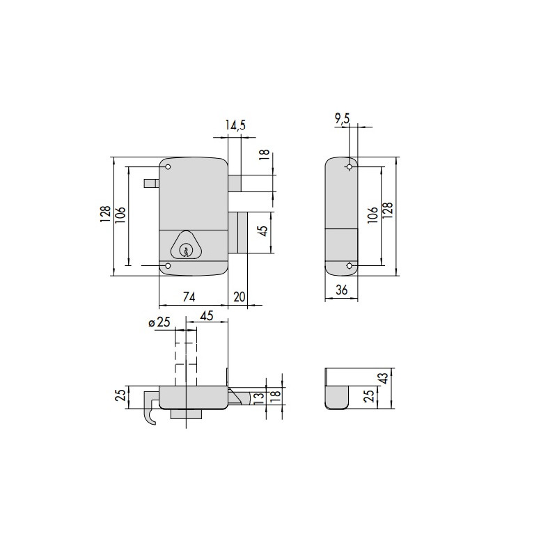 Serrure monopoint vertical tirage droite cylindre de 50mm CISA 3005035000