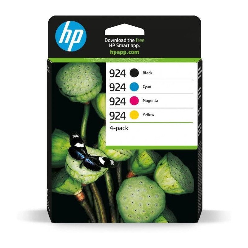 HP 924 Cartouche Encre Authentique Pack de 4 cyan, magenta, jaune, noir