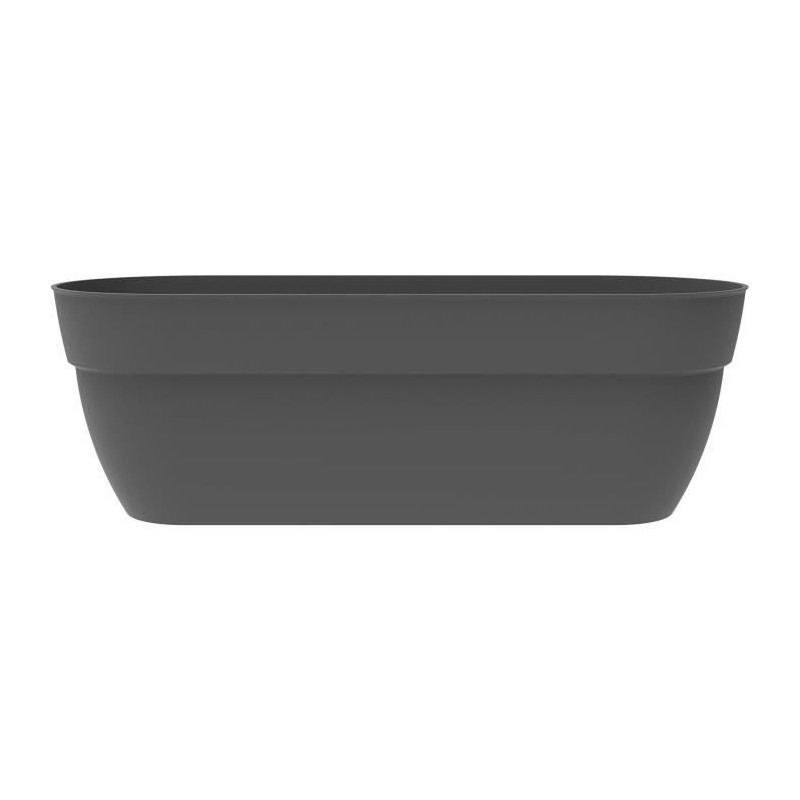 EDA Jardiniere Basse Osaka 38 L - avec Barre Métallique de Renfort - 77,3 x 30,7 x H.25,9 cm - Gris anthracite