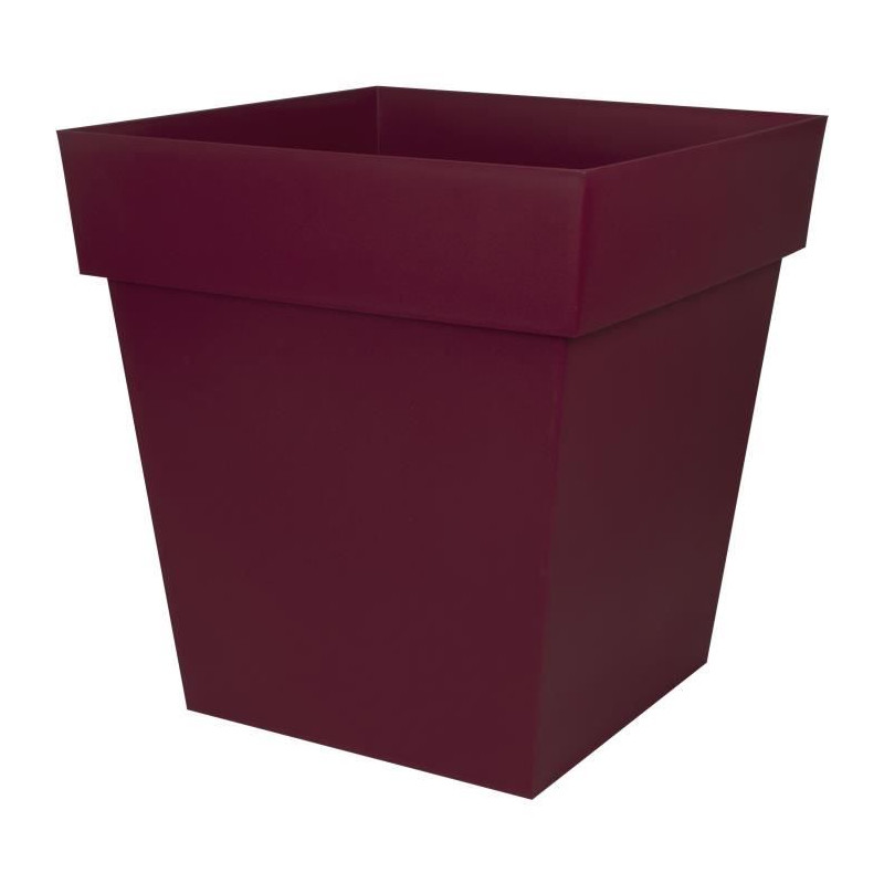 EDA Pot de Fleur Carré TOSCANE 50 cm - Volume 87 L - 49,5 x 49,5 x H.52,5 cm - Rouge bourgogne