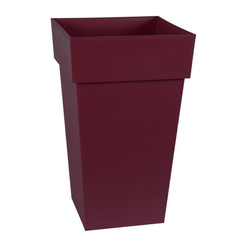 EDA Pot de Fleur Carré Haut TOSCANE - Volume 62 L - 39 x 39 x H.65 cm - Rouge bourgogne