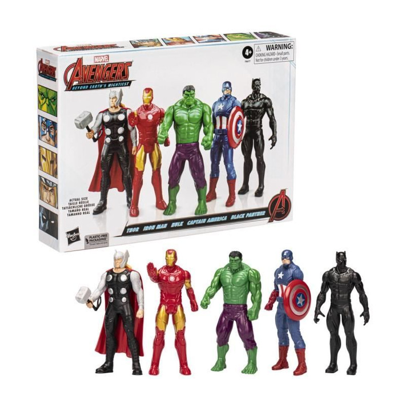 Pack de 5 figurines de 15 cm Marvel, jouets avec 2 accessoires, Avengers Beyond Earth's Mightiest