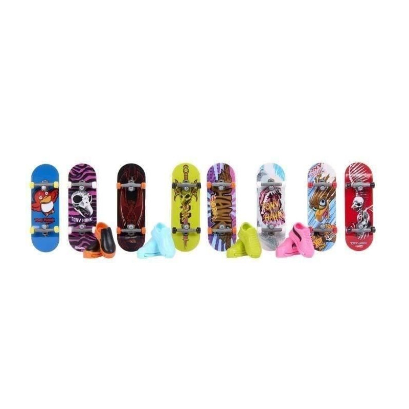 Pack Fingerskate Tony Hawk - Coffret 8 planches - HOT WHEELS - Multicolore