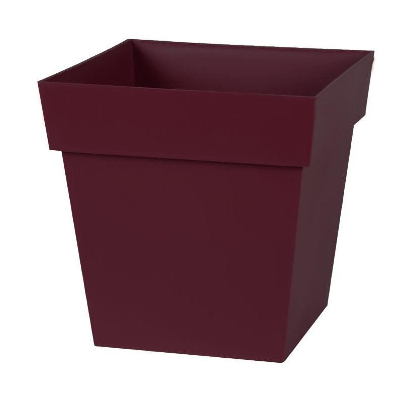 EDA Pot de Fleur Carré TOSCANE 32 cm - Volume 22 L - 32 x 32 x 32 cm - Rouge bourgogne