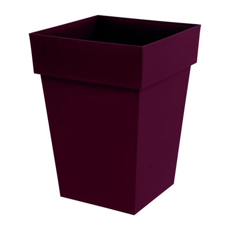 EDA Pot de Fleur Carré Mi-Haut TOSCANE - Volume 51 L - 39 x 39 x H.53 cm - Rouge bourgogne