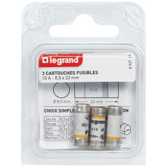 LEGRAND FUSIBLE SANS VOYANT 10A 8.5X23  X3  BL LEGRAND - 092911