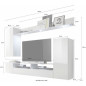 Ensemble meuble TV DOS - 3 Portes - LED - Mélamine blanc mat et brillant - L208 x P33 x H165 cm