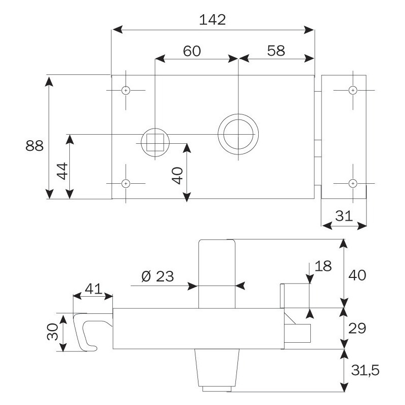 Serrure ZENITH 541 horizontal tirage cylindre de 40 gauche ISEO 25020405.5