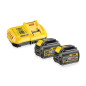 Pack 2 batteries Flexvolt 18V 54V 6Ah 2Ah + 1 chargeur en boite carton DEWALT DCB118T2 QW