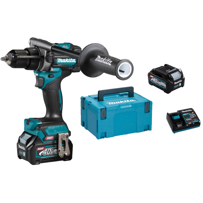 Perceuse visseuse à percussion 40V + 2 batteries 2,5Ah + chargeur en coffret MAKPAC MAKITA HP001GD201