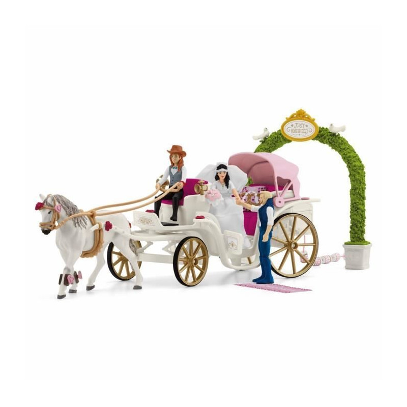 Figurine La caleche des mariés, des 5 ans, schleich 42641 HORSE CLUB - coffret, 106 pieces