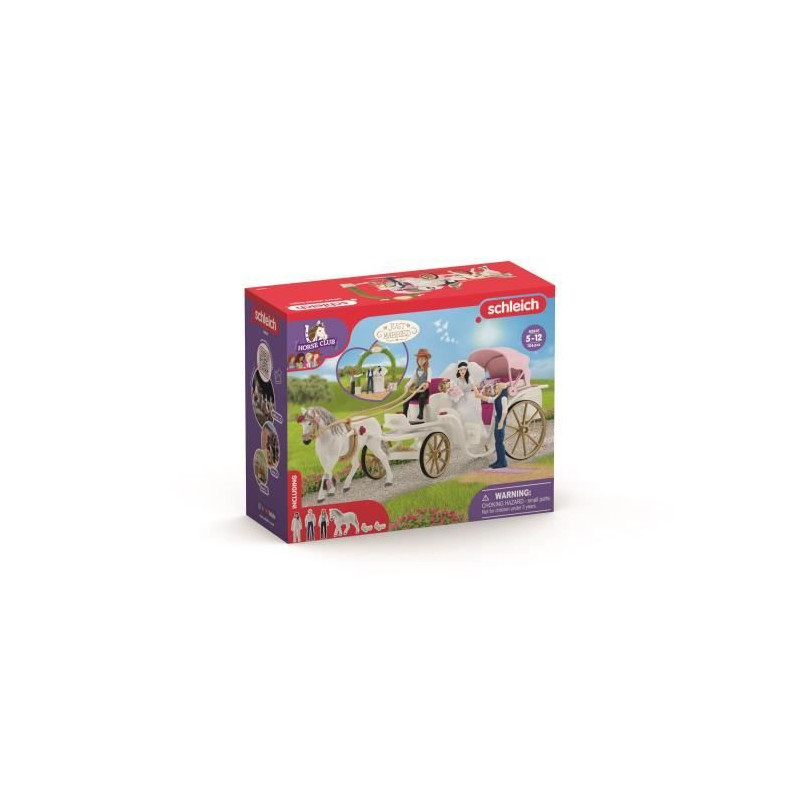 Figurine La caleche des mariés, des 5 ans, schleich 42641 HORSE CLUB - coffret, 106 pieces