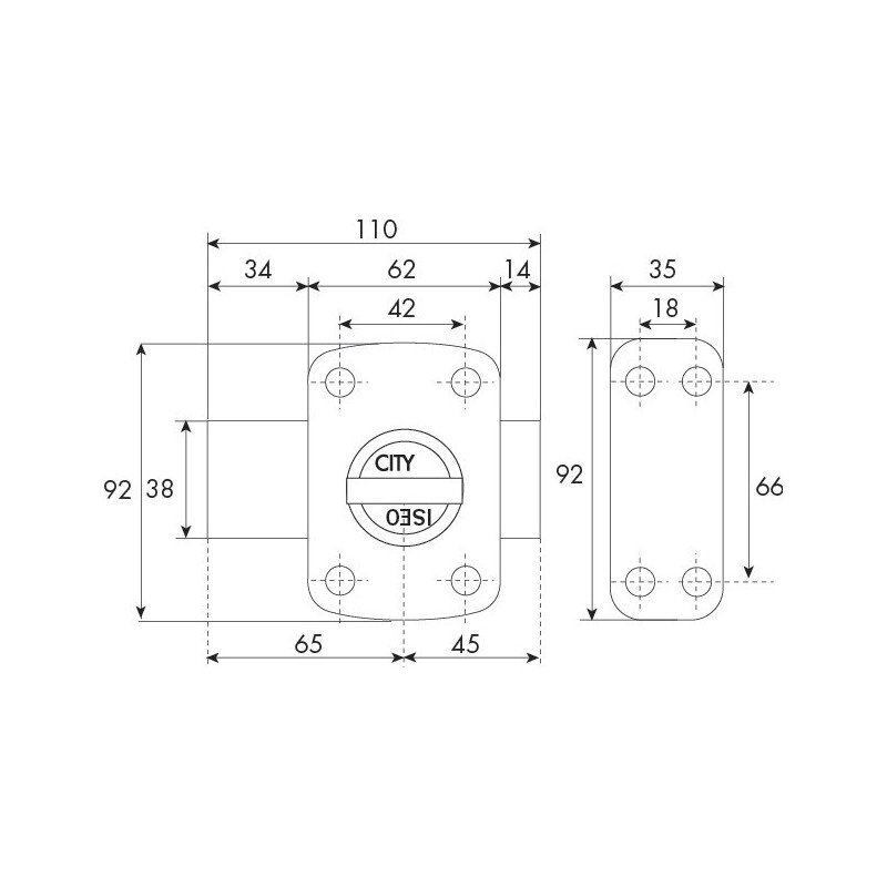 Verrou Arnov Cavith 4115 à bouton barette bronze or ISEO 10740001