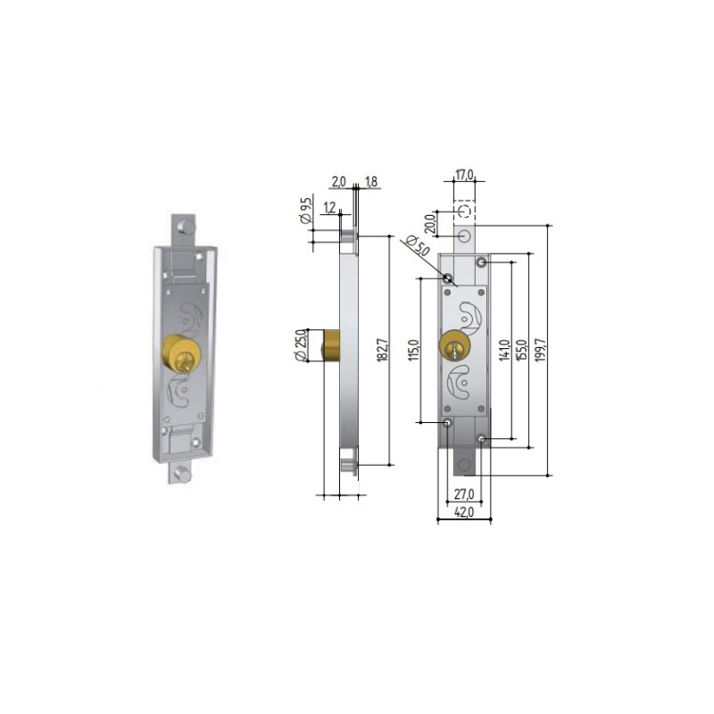 Serrure de porte basculante PREFER PRE6110.0100