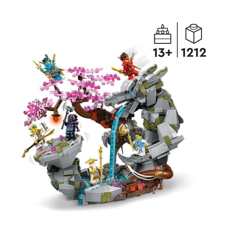 LEGO NINJAGO 71819 Le Sanctuaire de la Roche du Dragon, Jouet de Ninjas, 6 Minifigurines