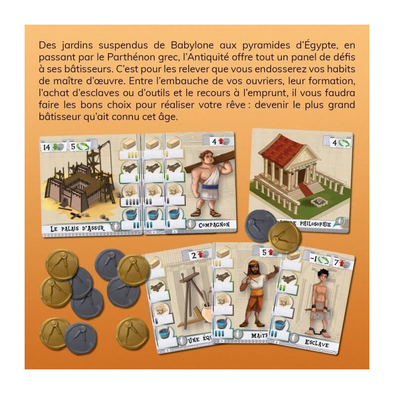 Jeu d'ambiance - Asmodee - Les Bâtisseurs : Antiquité - Devenez le premier bâtisseur du royaume