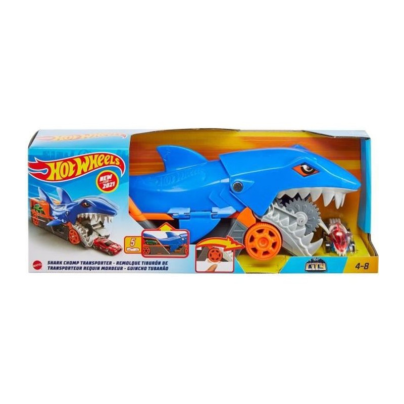 Hot Wheels - Requin Transporteur - Circuit / Petite voiture - Des 4 ans - Bleu - HotWheels City