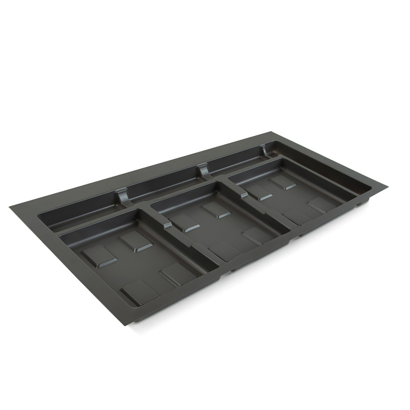 Emuca 8197223 Base pour tiroirs de cuisine Recycle, 3 compartiments, module 900mm, Plastique Gris antracite