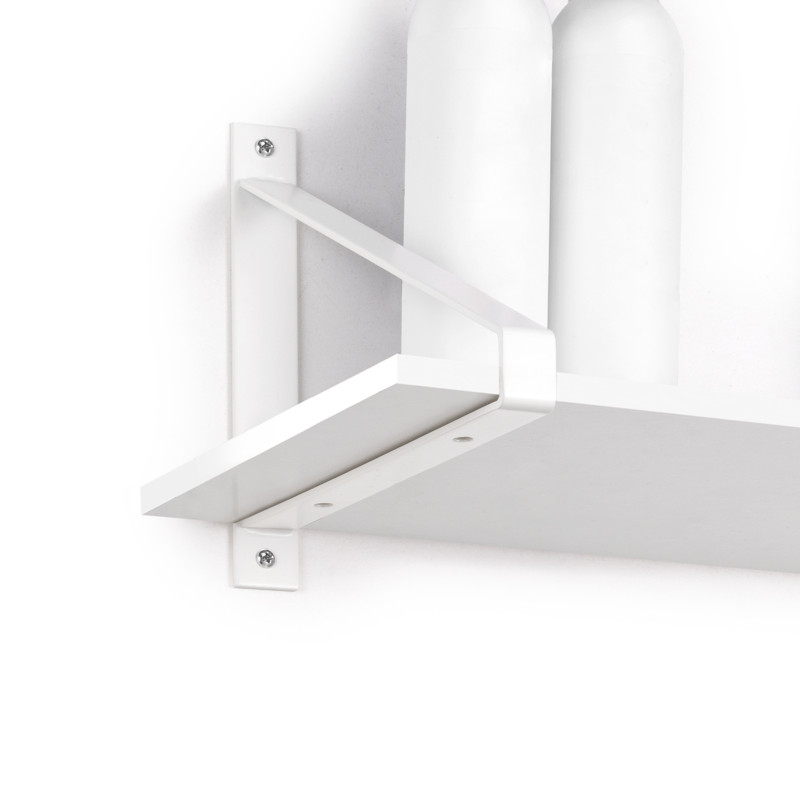 Emuca 4101412 Jeu de supports pour étagères en bois Shelf avec forme triangulaire, Acier, Peint en blanc