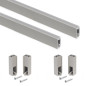 Emuca 7101449 Lot de 2 rails de penderie Luxe de 0,75 m de long avec supports, Aluminium et Plastique, Peint gris pierre