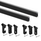 Emuca 7070014 Lot de 2 rails pour armoires en soie de 1,15m de long avec supports, Aluminium et Plastique, Peint en noir