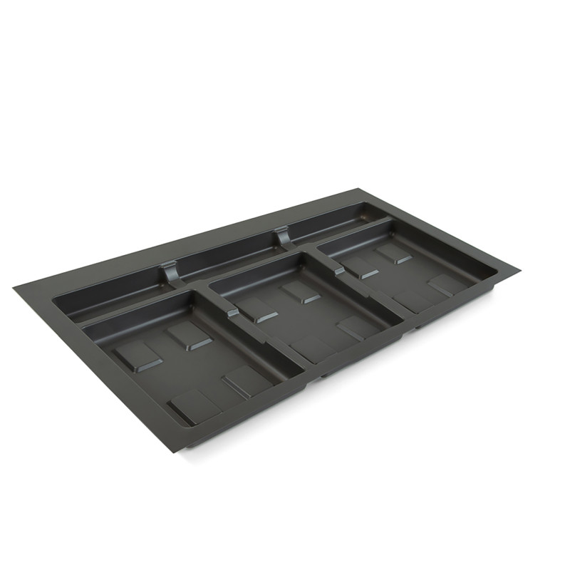 Emuca 8197123 Base pour tiroirs de cuisine Recycle, 3 compartiments, module 800mm, Plastique Gris antracite