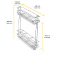 Emuca 8381011 Porte bouteilles latéral extractible SupraMax avec fermeture amortie, module 150mm, acier, chromé