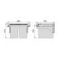 Emuca 8966123 Bac de tri sélectif pour montage latéral sur meuble de cuisine Recycle 2x24litres, Acier, Plastique gris anthraci