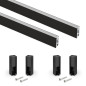 Emuca 7101454 Lot de 2 rails de penderie Luxe de 0,75 m de long avec supports, Aluminium et Plastique, Peint en noir texturé