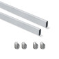 Emuca 7061462 Kit tube de penderie 30x15 mm aluminium, 0, 95 m, Anodisé mat, Aluminium et Zamak.