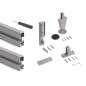 Emuca 7023749 Lot de 3 cadres Zero avec quincaillerie et profilés pour montage au sol et au mur avec vérin circulaire, Aluminiu