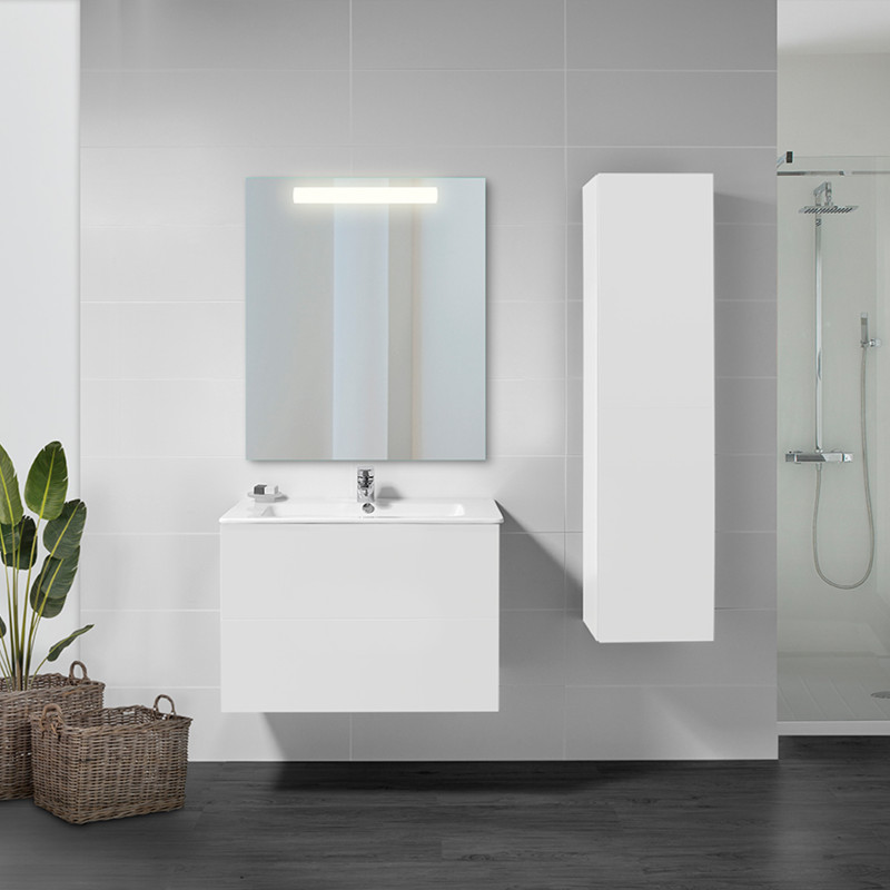 Emuca 5148120 Miroir de salle de bain Pegasus avec éclairage frontal LED, rectangular 600 x 700 mm, AC 230V 50Hz, 6 W, Aluminiu