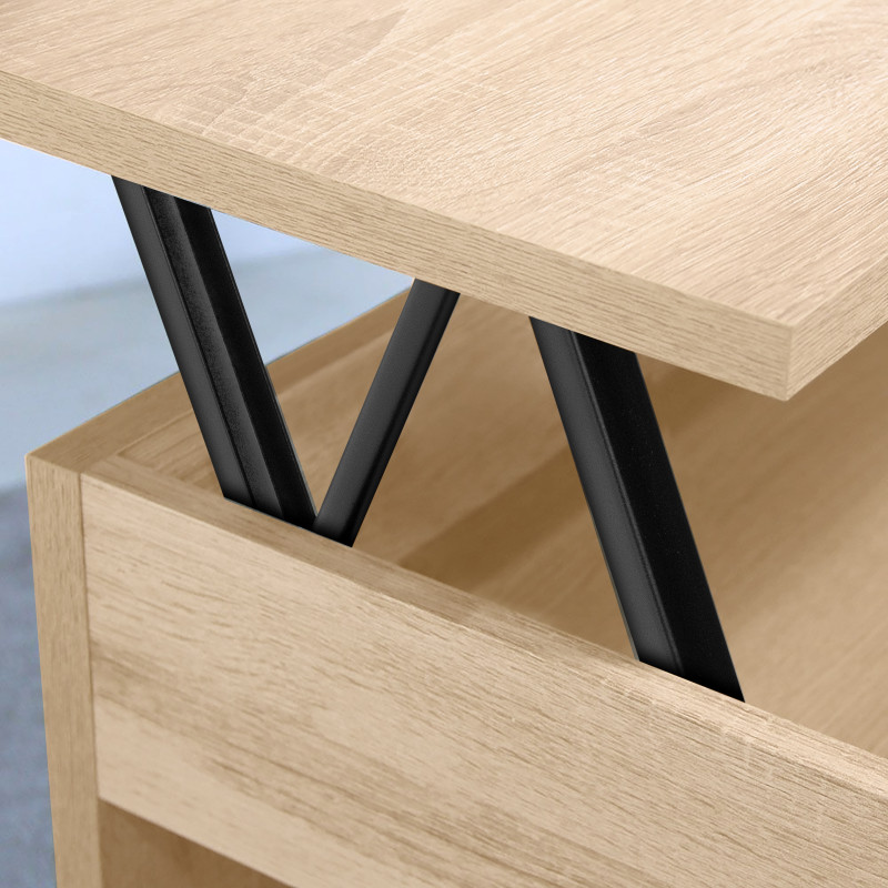 Emuca 4014814 Ensemble de mécanismes de levage pour tables basses, permette elevare la mesa 192mm, Acier, Peint en noir