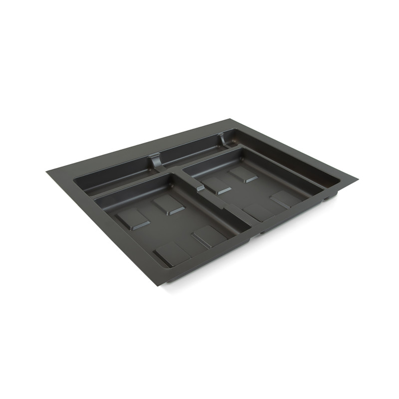 Emuca 8196923 Base pour tiroirs de cuisine Recycle, 2 compartiments, module 600mm, Plastique gris anthracite