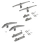 Emuca 7022249 Kit de supports pour 3 étagères en bois et 1 module pour structure Zero, Zamak, Peint gris pierre