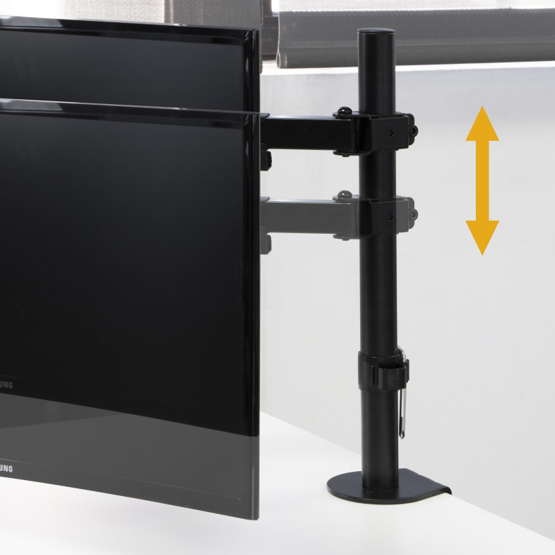 Emuca 3200014 Support écran inclinable et rotatif à 360?° pour table., Simple, Peint en noir, Acier.
