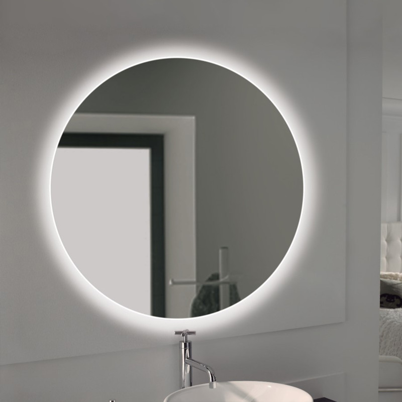 Emuca 5148220 Miroir de salle de bain Cassiopeia avec éclairage décoratif à LED, diamètre 60 cm, AC 230V 50Hz, 20 W + 12 W, Alu