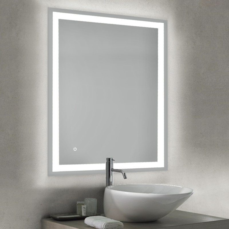 Emuca 5151020 Miroir de salle de bain Heracles avec éclairage LED frontal et décoratif (AC 230V 50Hz), 34 W, Plastique et Verre