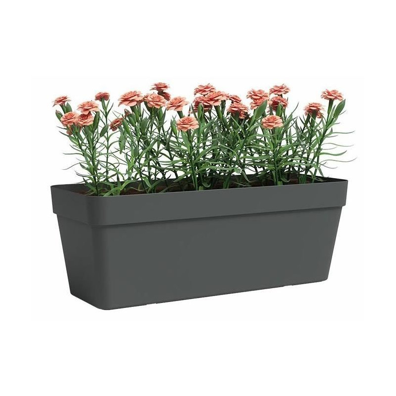 Jardiniere - Plastique - Anthracite - Rectangulaire - L49,9 x P20 x H18,1cm - ARTEVASI