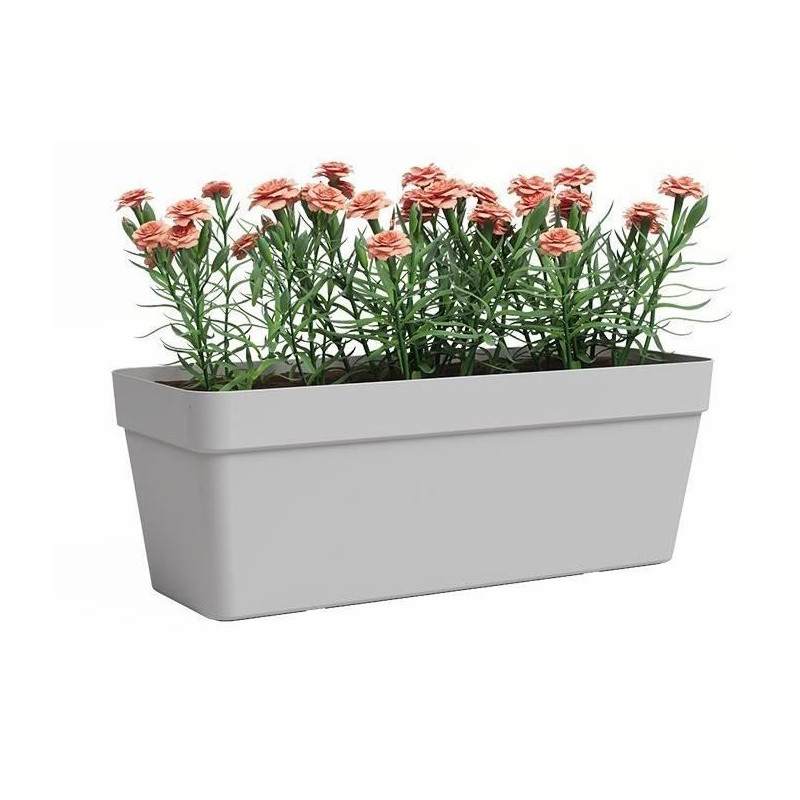 Jardiniere - Plastique - Gris clair - Rectangulaire - L49,9 x P20 x H18,1cm - ARTEVASI