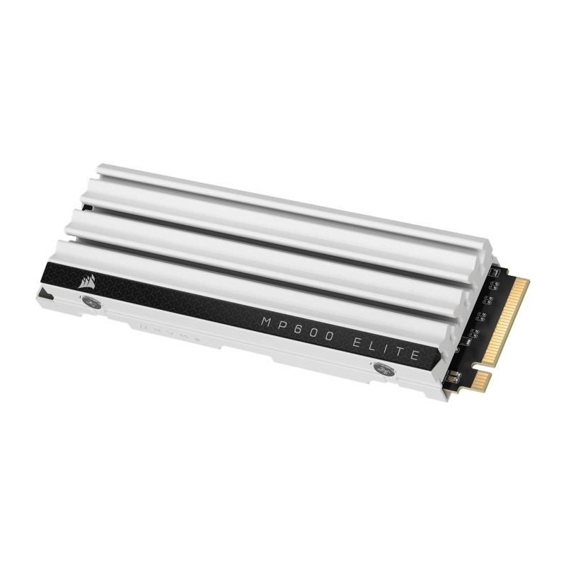 Disque SSD interne - CORSAIR - MP600 ELITE 1TB Gen4 PCIe x4 NVMe M.2 SSD optimisé pour PS5 avec dissipateur LP - Blanc