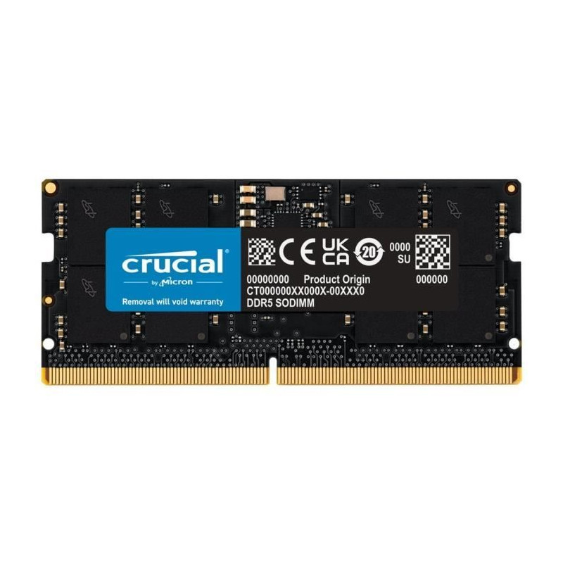 Mémoire RAM - CRUCIAL - DDR5-4800 SODIMM - 16 Go (CT16G48C40S5)