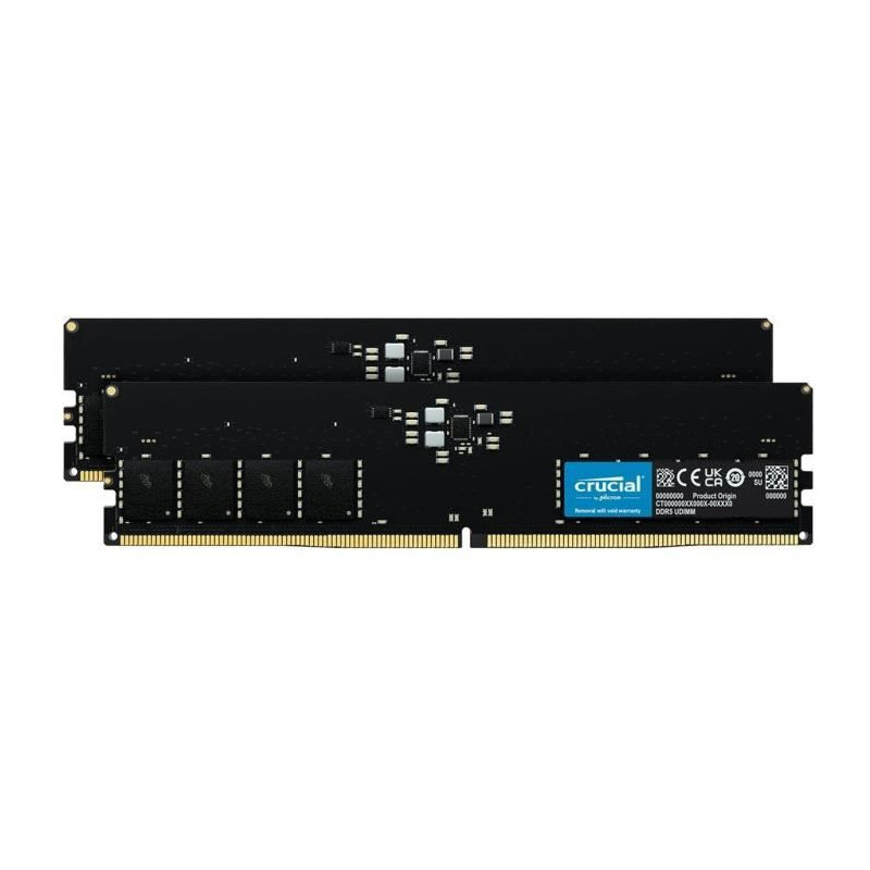 Mémoire RAM - CRUCIAL - Kit DDR5-4800 UDIMM - 64 Go : 2x32 Go (CT2K32G48C40U5)