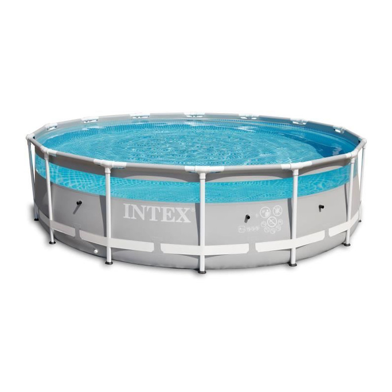 Kit piscine tubulaire ronde CLEARVIEW - Structure métal - Epurateur+Echelle de sécurité+Bâche+Tapis - 4,27 x 1,07m