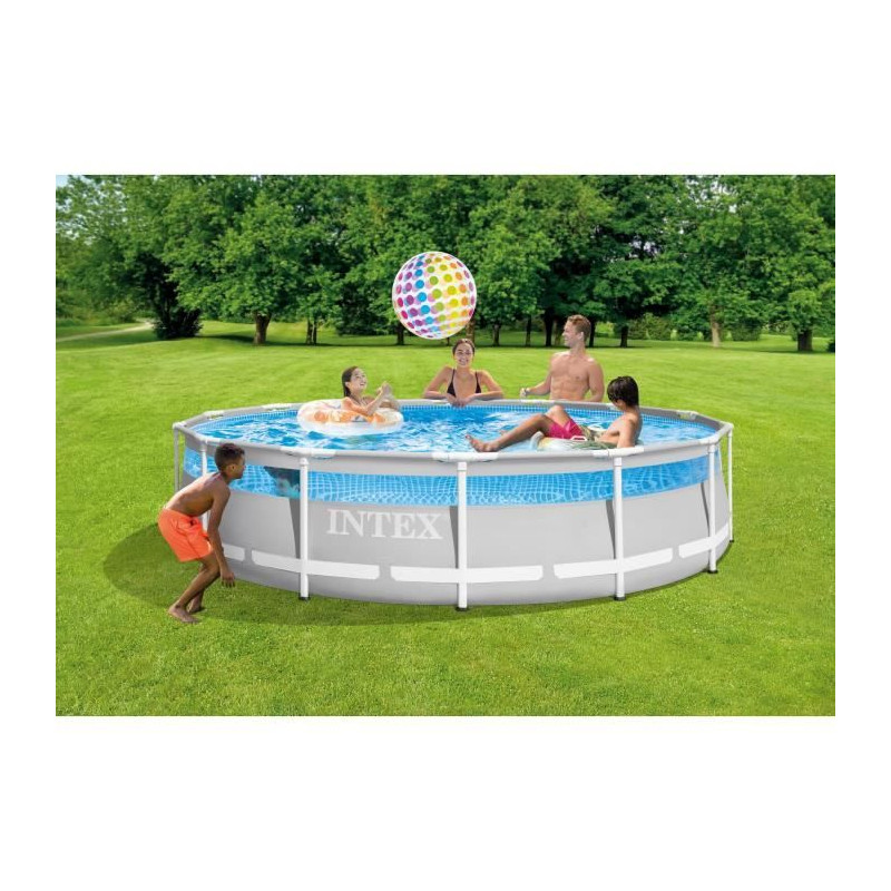 Kit piscine tubulaire ronde CLEARVIEW - Structure métal - Epurateur+Echelle de sécurité+Bâche+Tapis - 4,27 x 1,07m