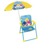 FUN HOUSE Baby Shark Chaise pliante camping avec parasol - H.38.5 xl.38.5 x P.37.5 cm + parasol ø 65 cm - Pour enfant