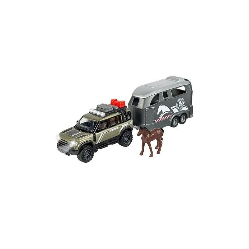 Majorette - Land Rover + Remorque cheval - 25cm - Sons et Lumieres - Dés 3 ans