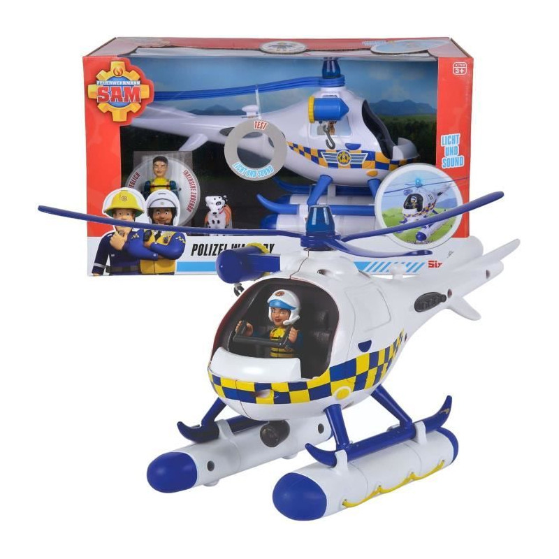 Fireman Sam Wallaby hélicoptere de police son et lumiere + figurine