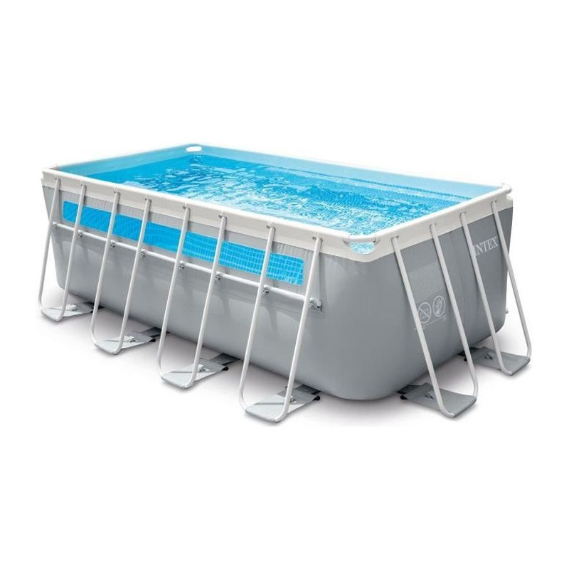 Kit piscine tubulaire rectangulaire CLEARVIEW - Structure métal - Epurateur+Echelle de sécurité+Bâche+Tapis - L4 x P2 x H1,2