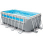 Kit piscine tubulaire rectangulaire CLEARVIEW - Structure métal - Epurateur+Echelle de sécurité+Bâche+Tapis - L4 x P2 x H1,2